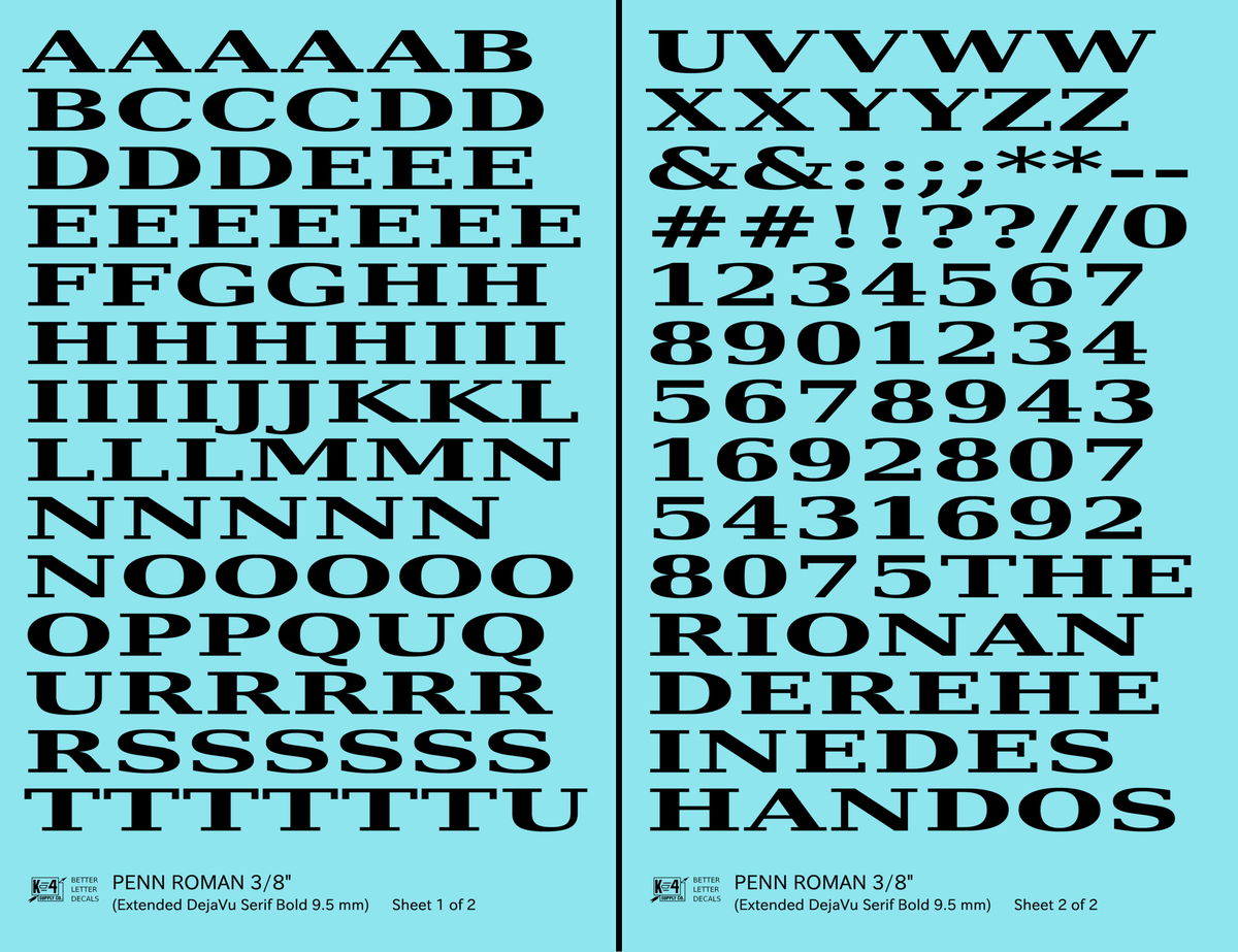 Penn Roman Letter Number Alphabet