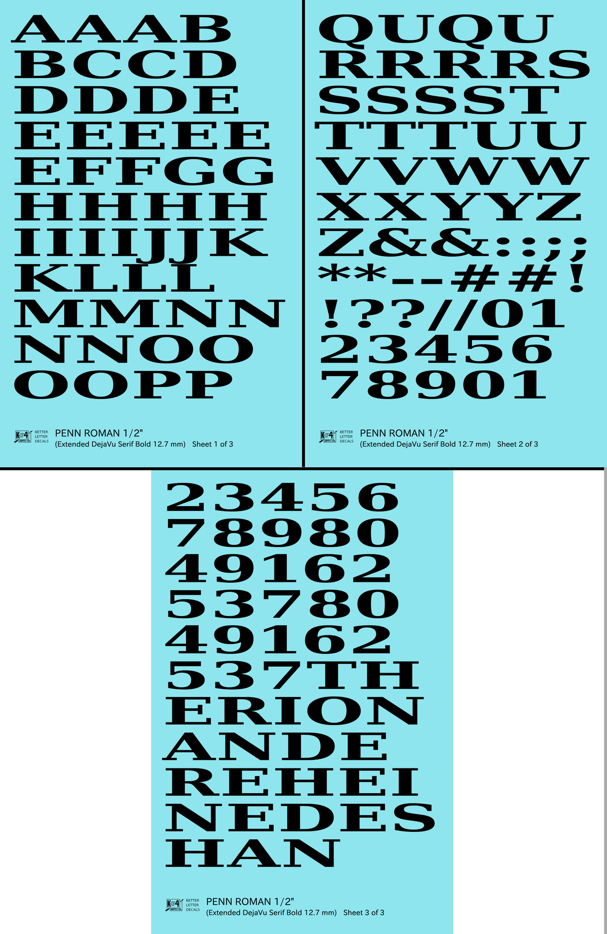 Penn Roman Letter Number Alphabet
