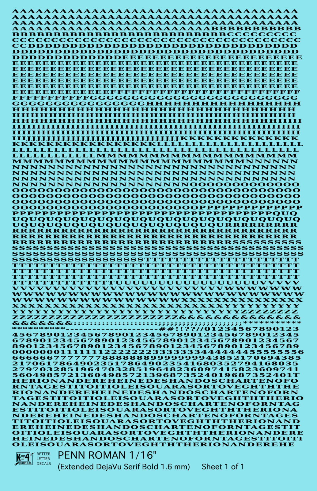 Penn Roman Letter Number Alphabet