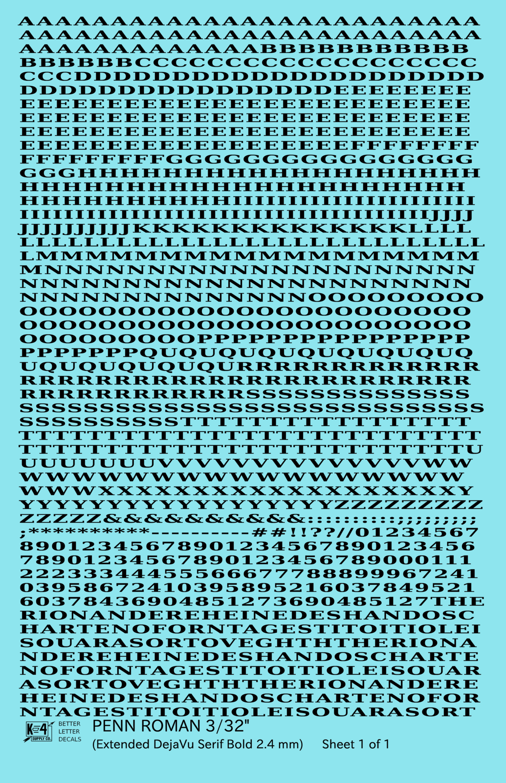 Penn Roman Letter Number Alphabet