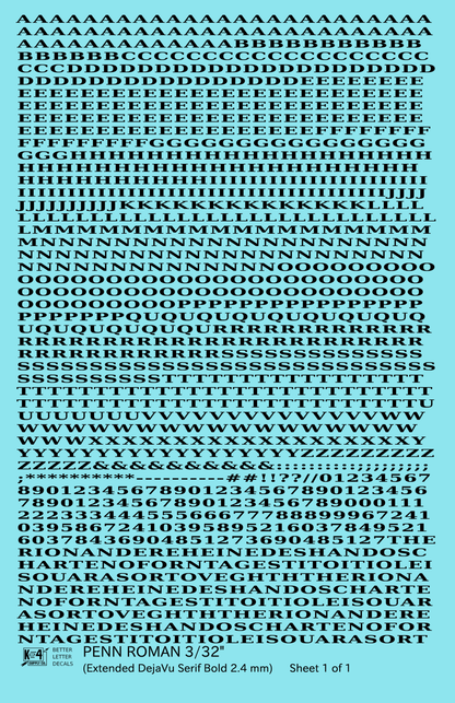 Penn Roman Letter Number Alphabet