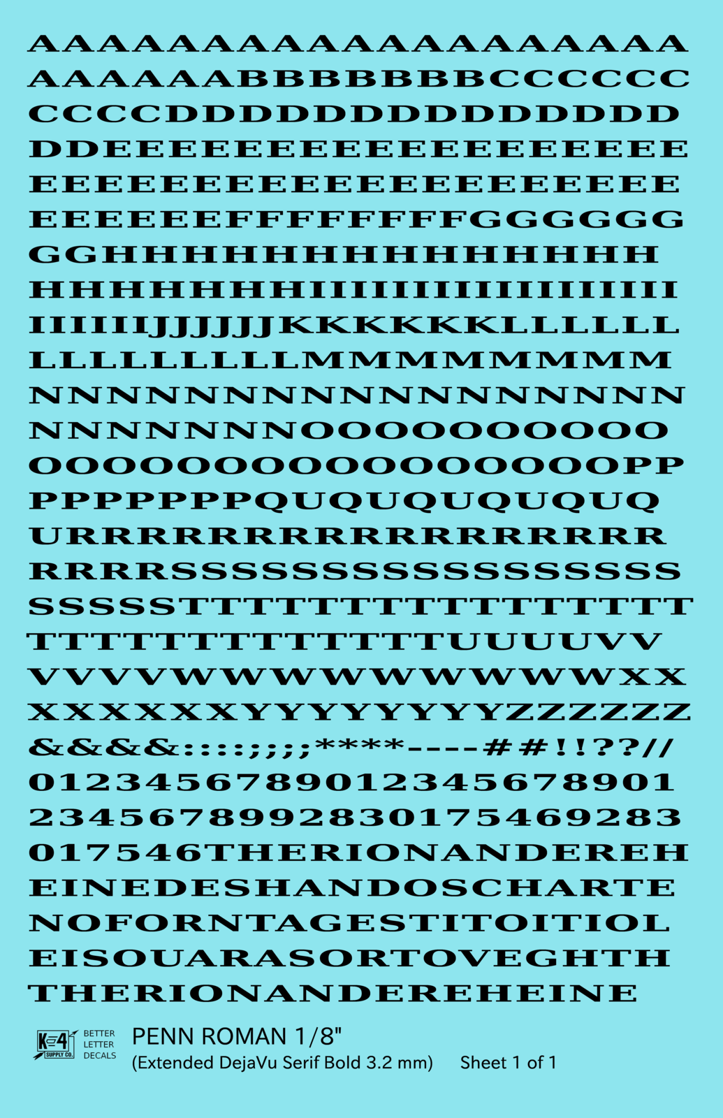 Penn Roman Letter Number Alphabet