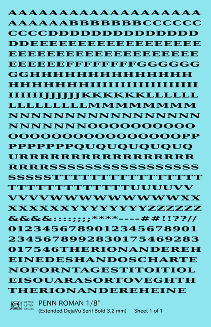 Penn Roman Letter Number Alphabet
