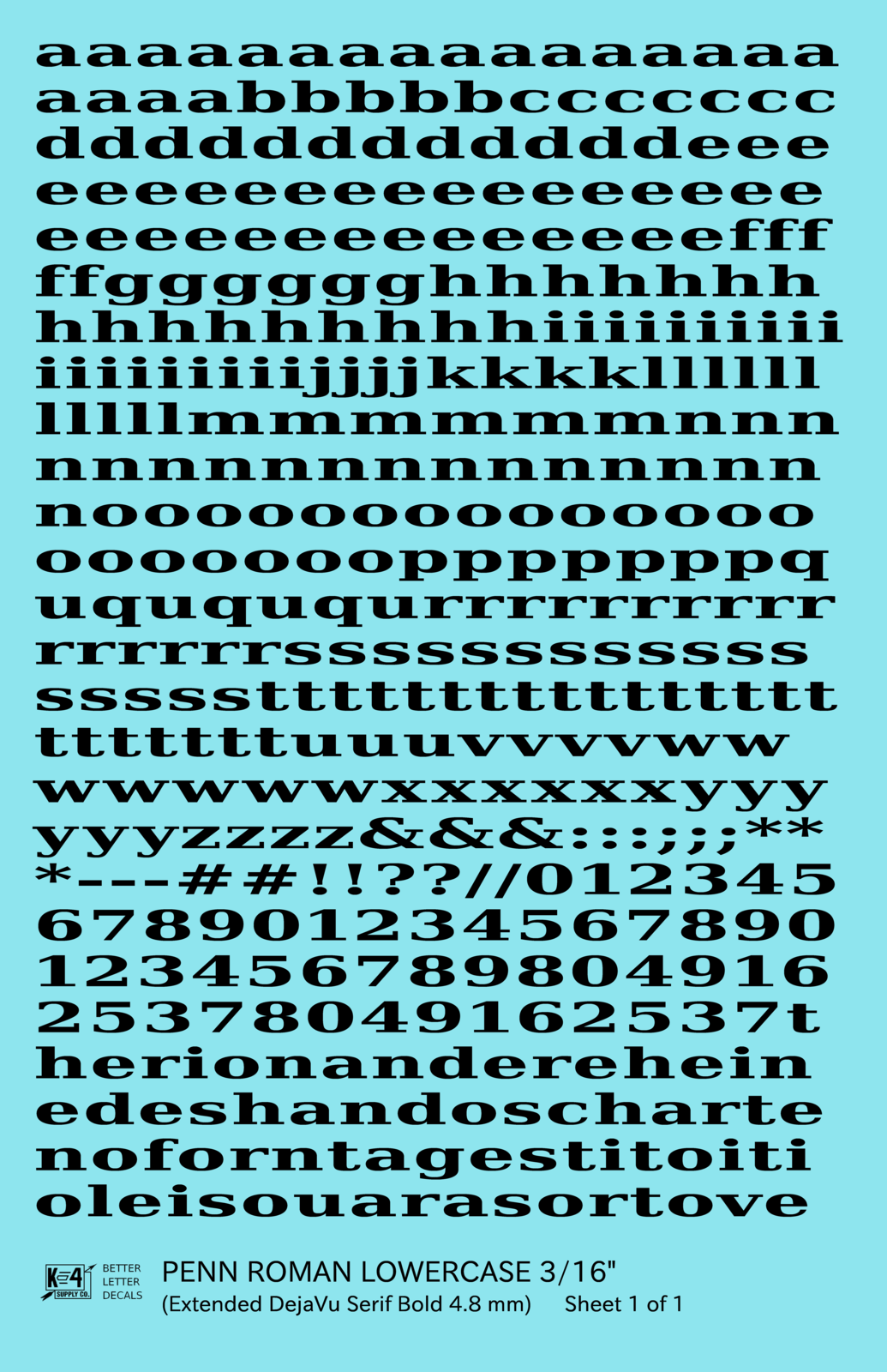 Lowercase Penn Roman Letter Number Alphabet