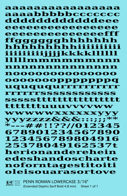 Lowercase Penn Roman Letter Number Alphabet