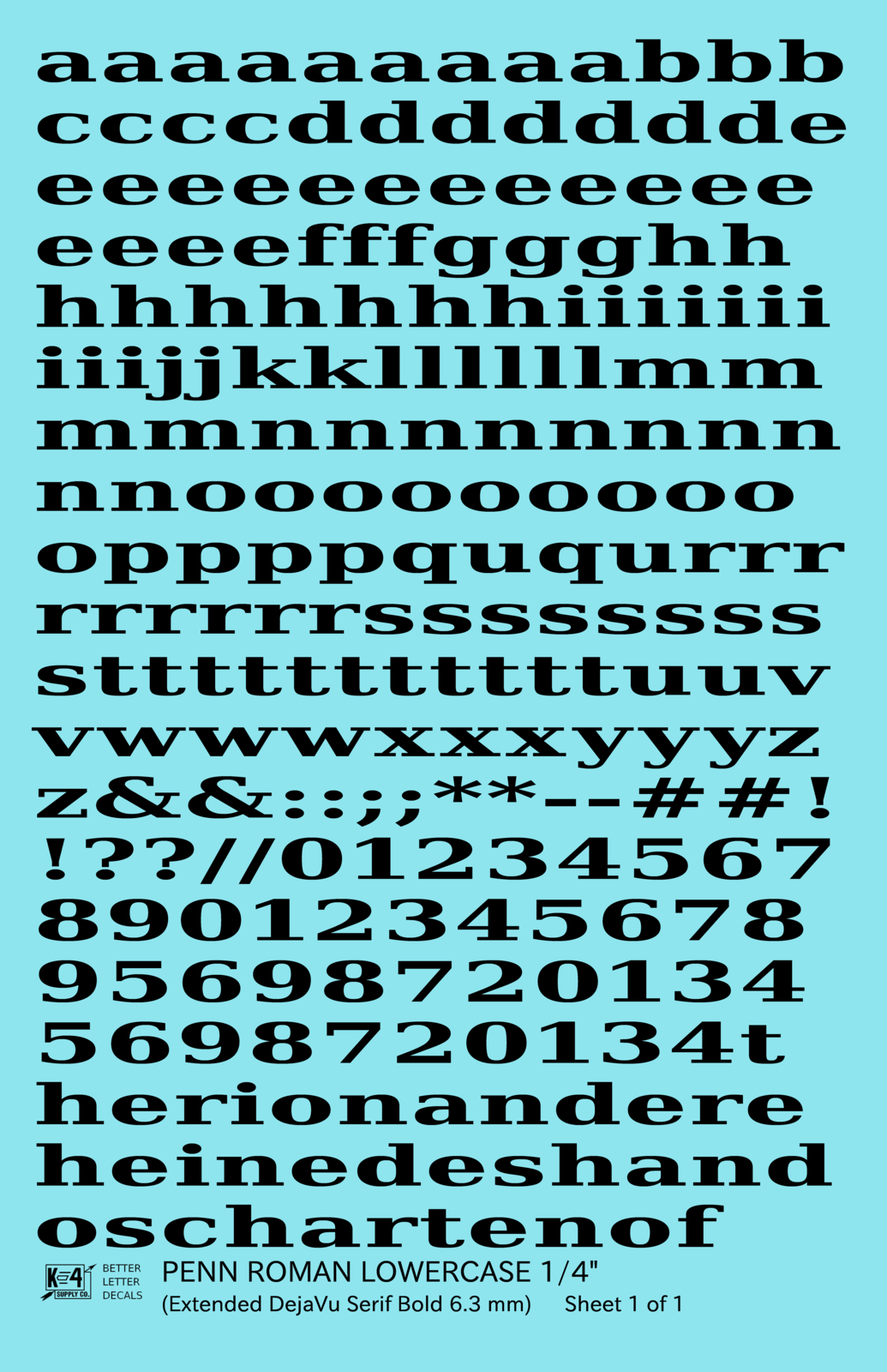 Lowercase Penn Roman Letter Number Alphabet