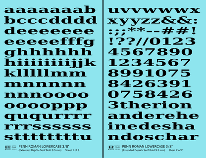 Lowercase Penn Roman Letter Number Alphabet