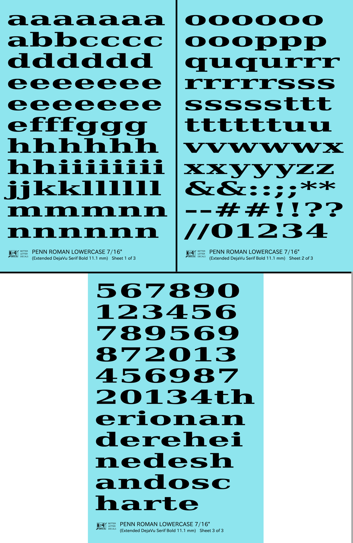 Lowercase Penn Roman Letter Number Alphabet