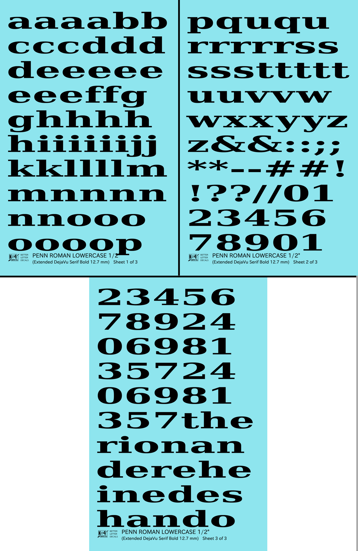 Lowercase Penn Roman Letter Number Alphabet