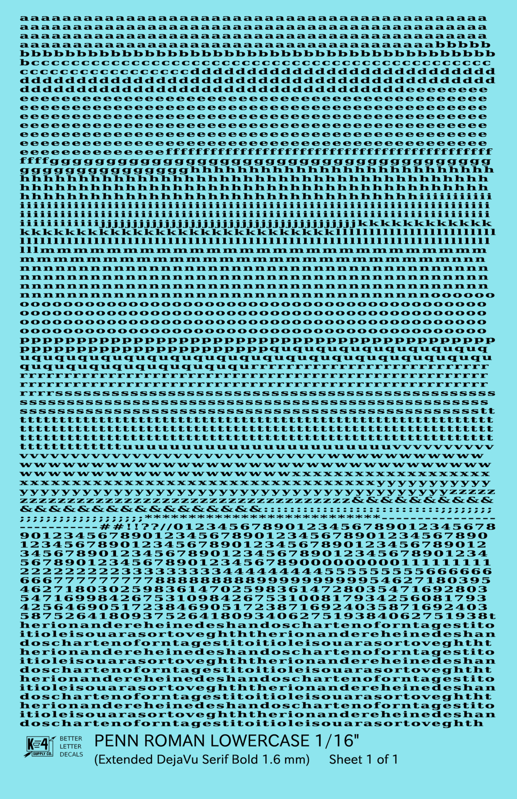 Lowercase Penn Roman Letter Number Alphabet