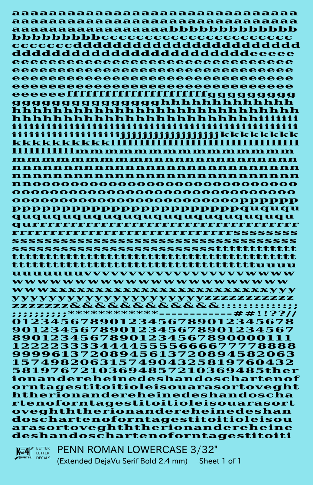 Lowercase Penn Roman Letter Number Alphabet