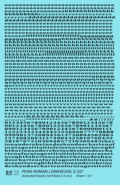 Lowercase Penn Roman Letter Number Alphabet