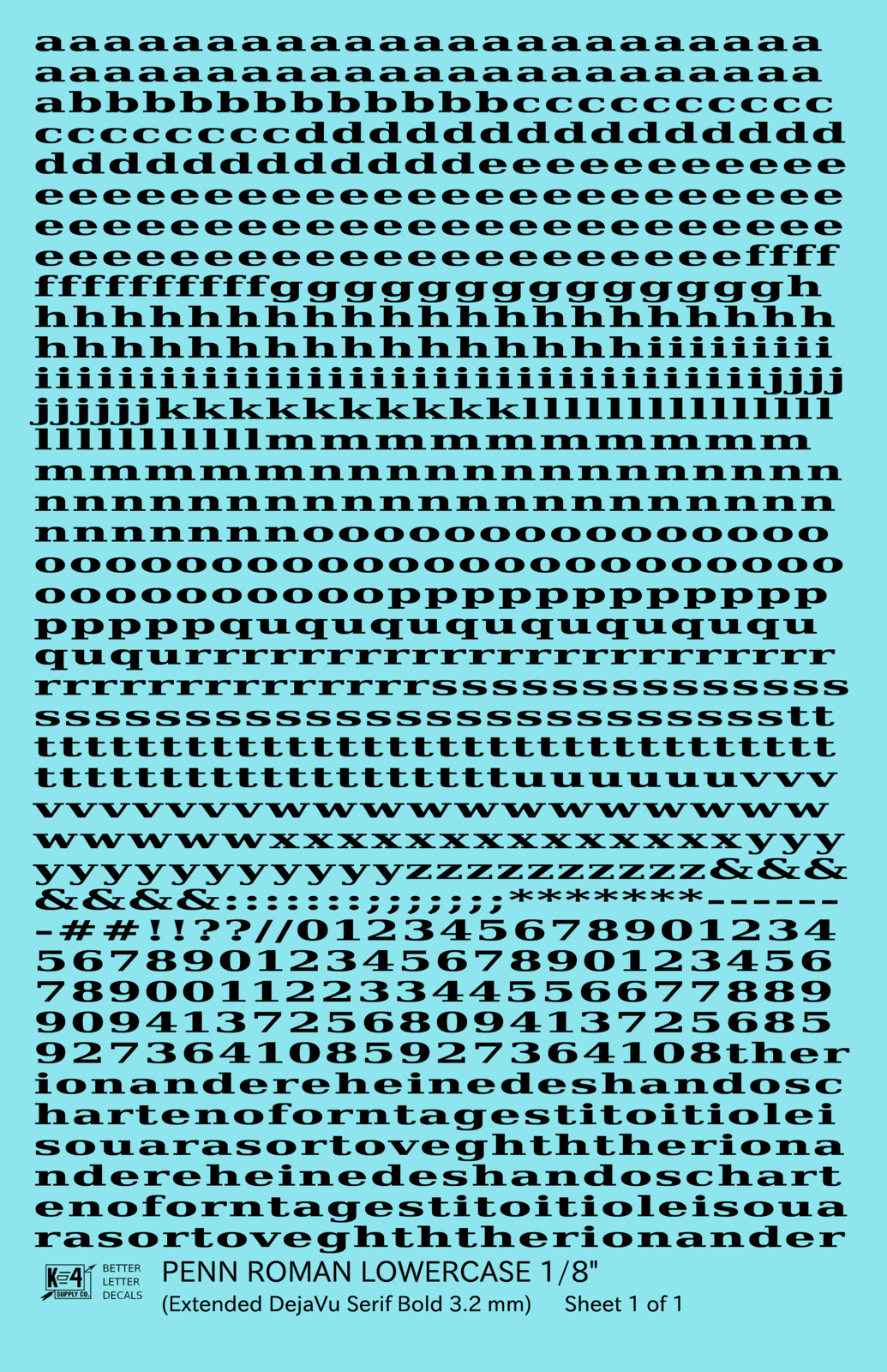 Lowercase Penn Roman Letter Number Alphabet