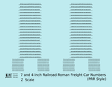 PRR Pennsylvania Style 7 Scale Inch Railroad Roman Freight Car Numbers