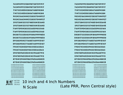 Late PRR Pennsylvania/Penn Central 10 Scale Inch Gothic Freight Car Numbers