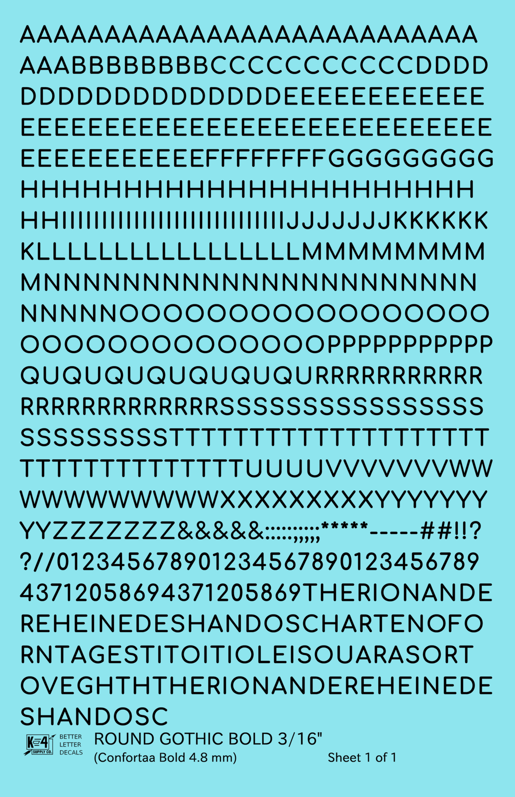 Round Modern Gothic Bold Letter Number Alphabet