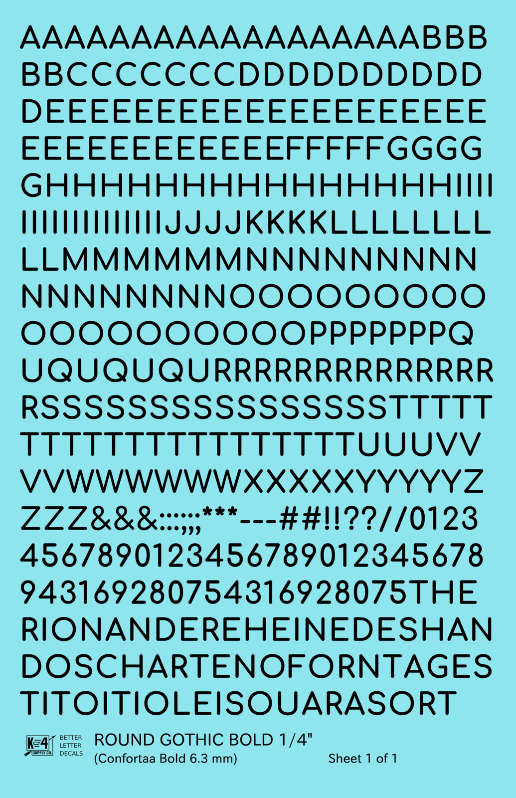 Round Modern Gothic Bold Letter Number Alphabet