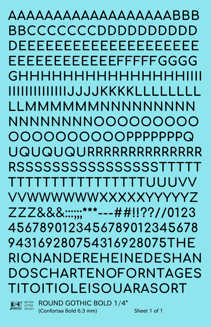 Round Modern Gothic Bold Letter Number Alphabet