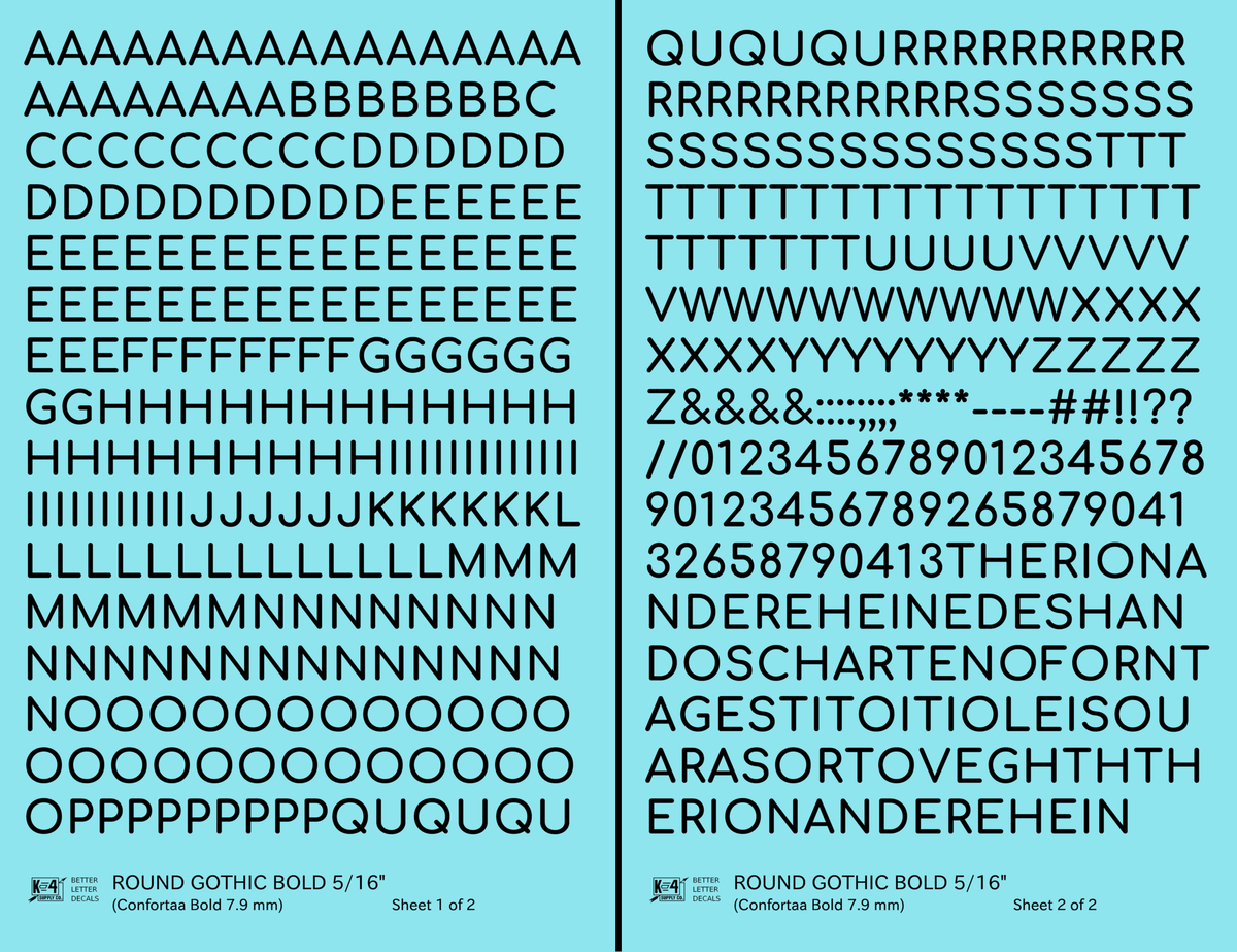 Round Modern Gothic Bold Letter Number Alphabet