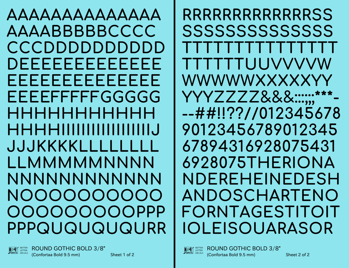 Round Modern Gothic Bold Letter Number Alphabet