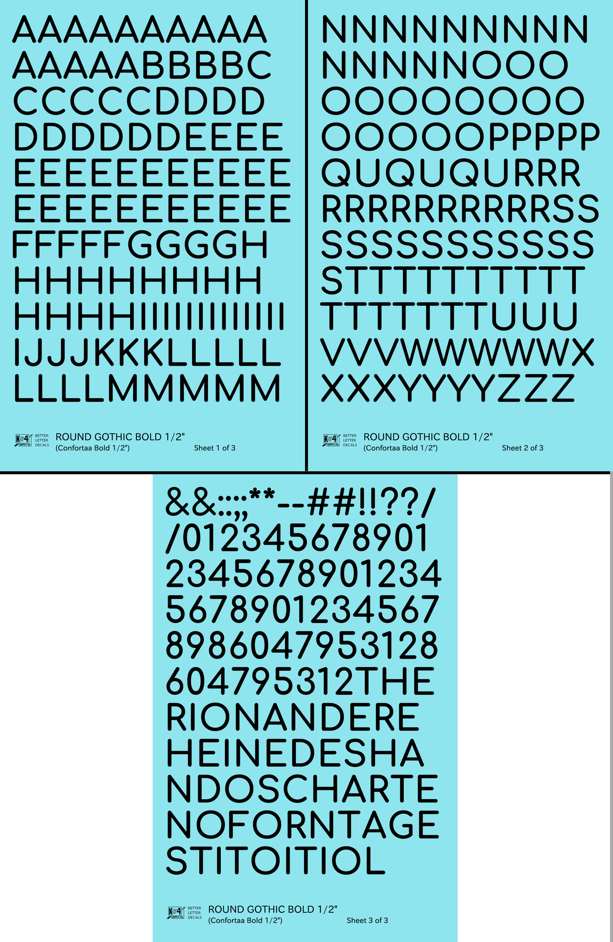 Round Modern Gothic Bold Letter Number Alphabet