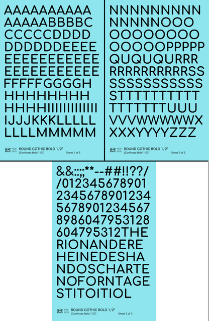 Round Modern Gothic Bold Letter Number Alphabet