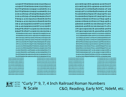 Reading, NYC, C&O, NdeM Freight Car Numbers  White 9, 7 and 4 Inch Renumber