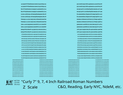 Reading, NYC, C&O, NdeM Freight Car Numbers  White 9, 7 and 4 Inch Renumber