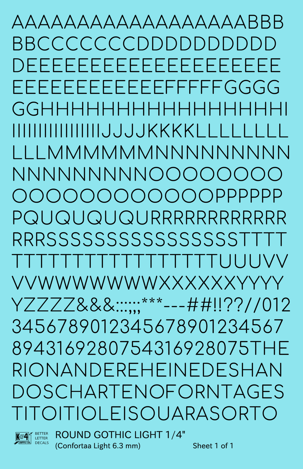 Round Modern Gothic Light Letter Number Alphabet