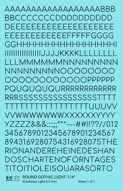 Round Modern Gothic Light Letter Number Alphabet