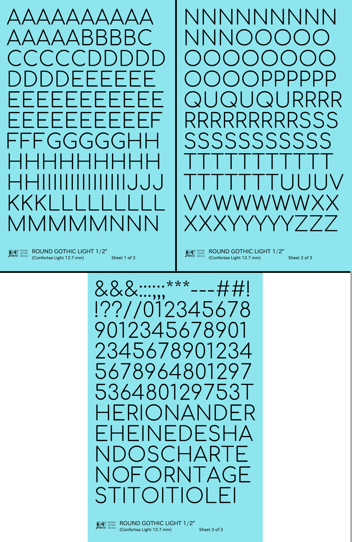 Round Modern Gothic Light Letter Number Alphabet