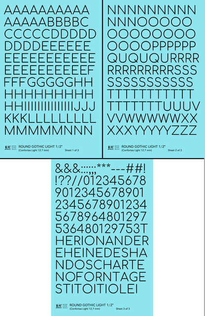 Round Modern Gothic Light Letter Number Alphabet