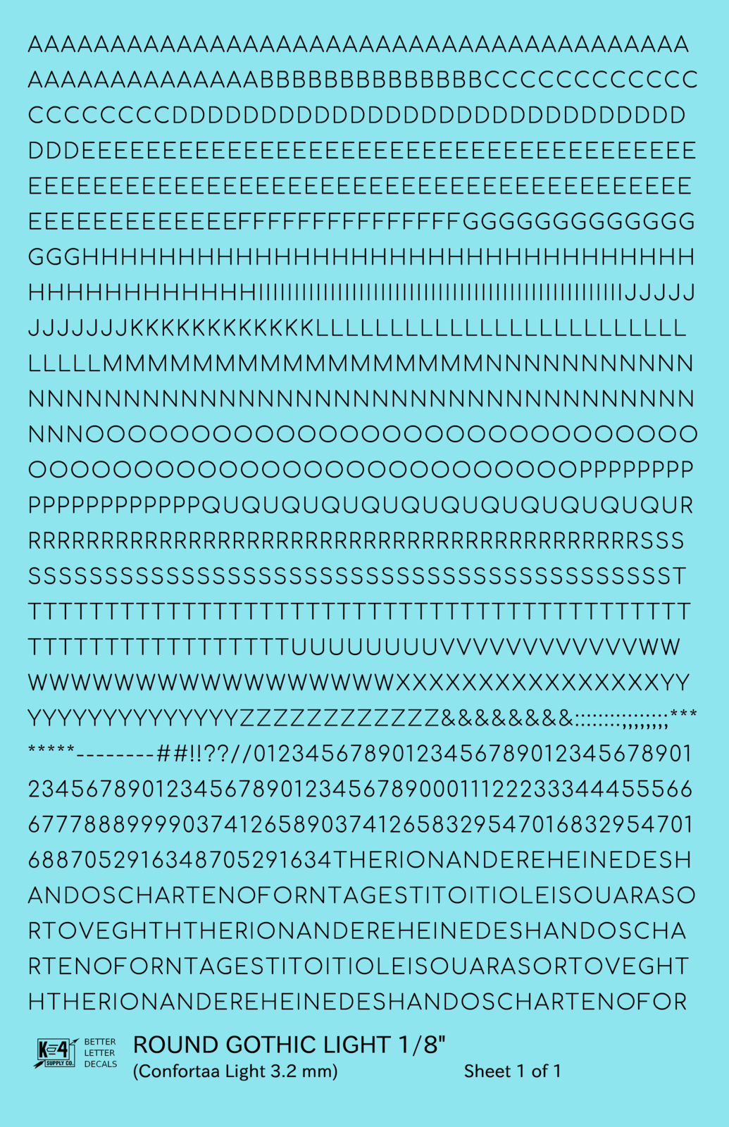 Round Modern Gothic Light Letter Number Alphabet
