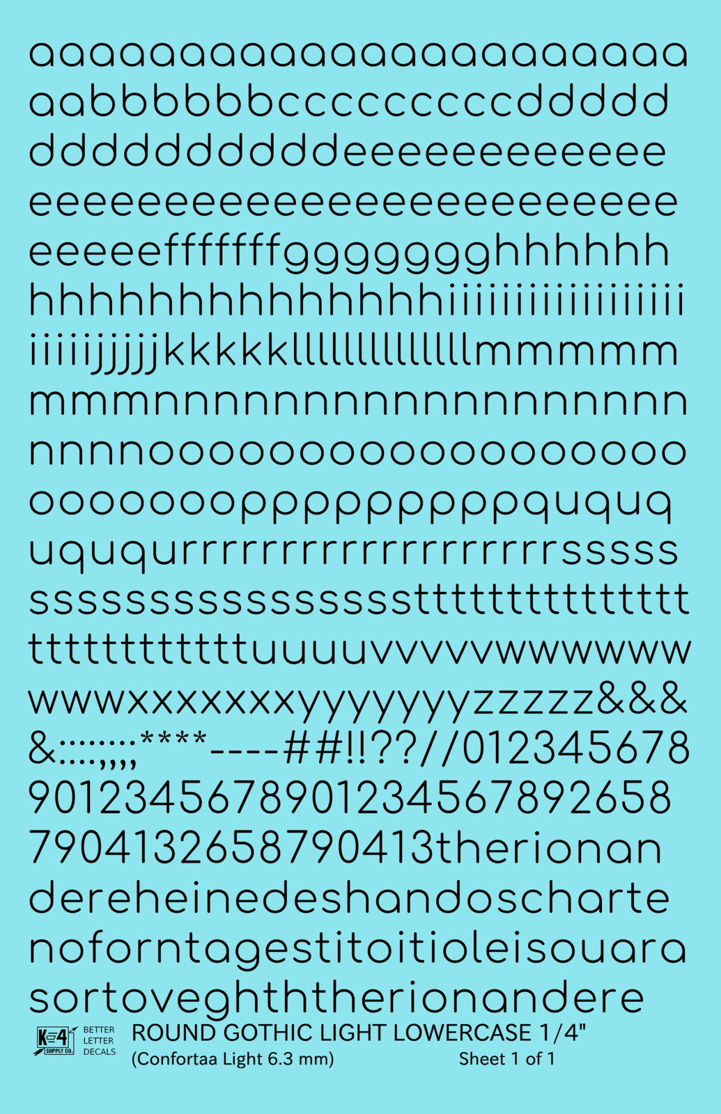 Lowercase Round Modern Gothic Light Letter