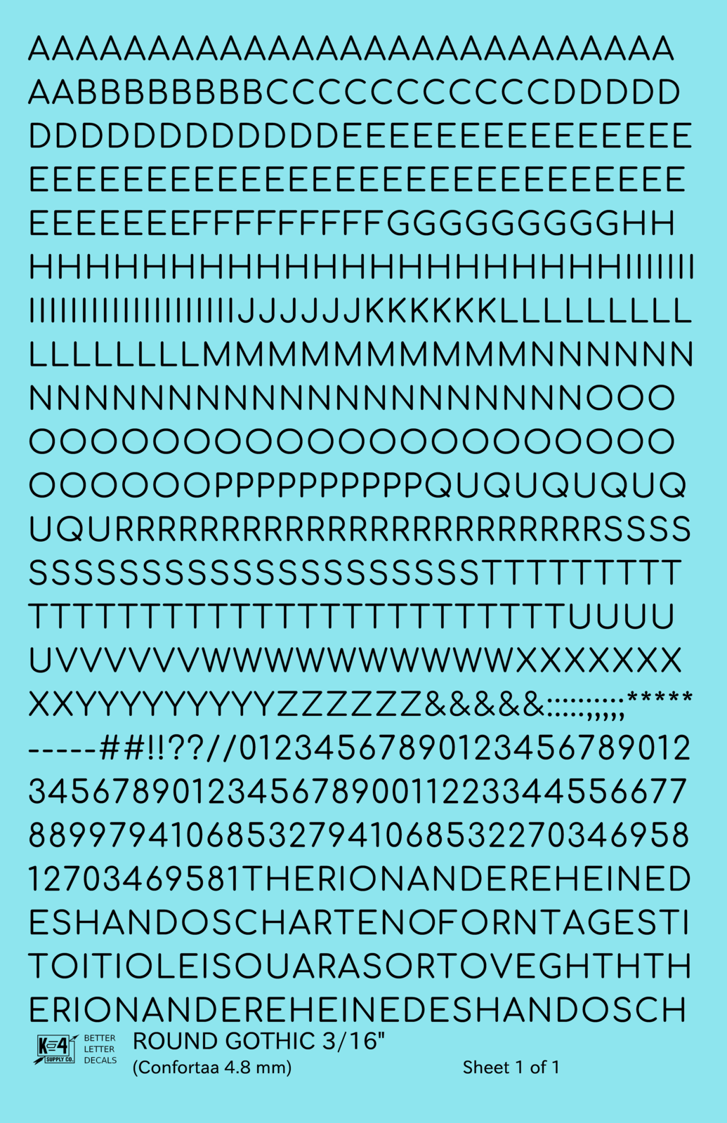 Round Modern Gothic Letter Number Alphabet