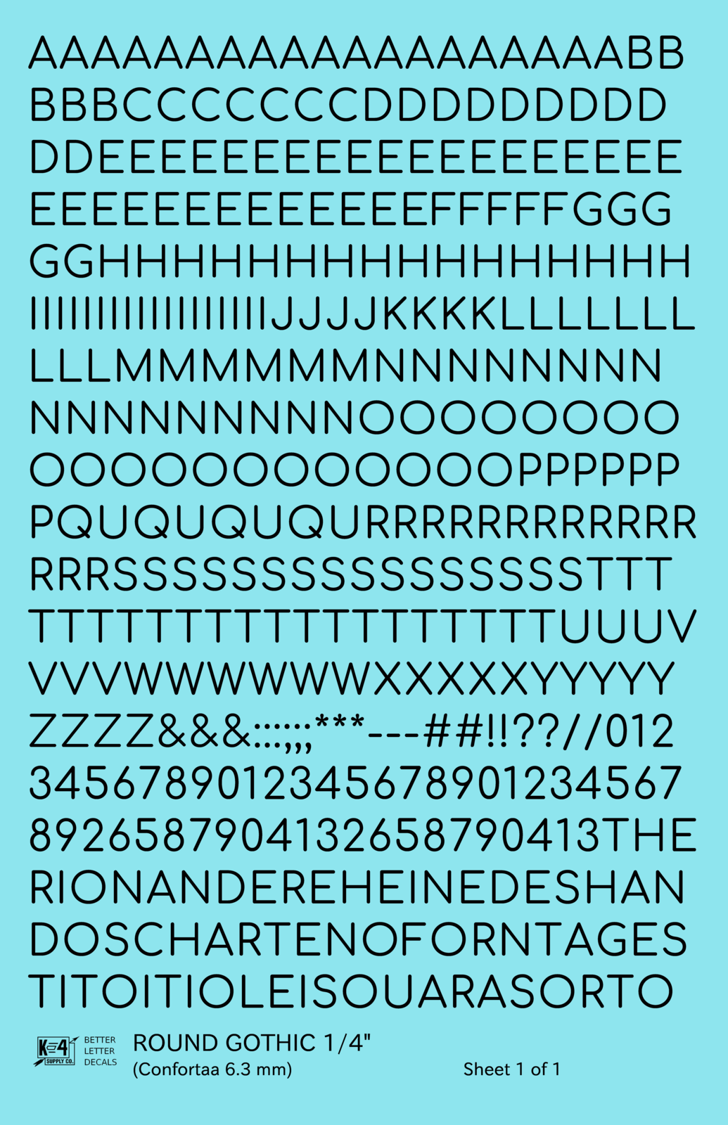 Round Modern Gothic Letter Number Alphabet