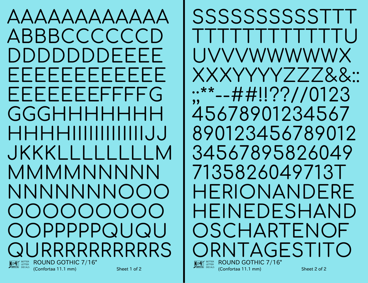 Round Modern Gothic Letter Number Alphabet