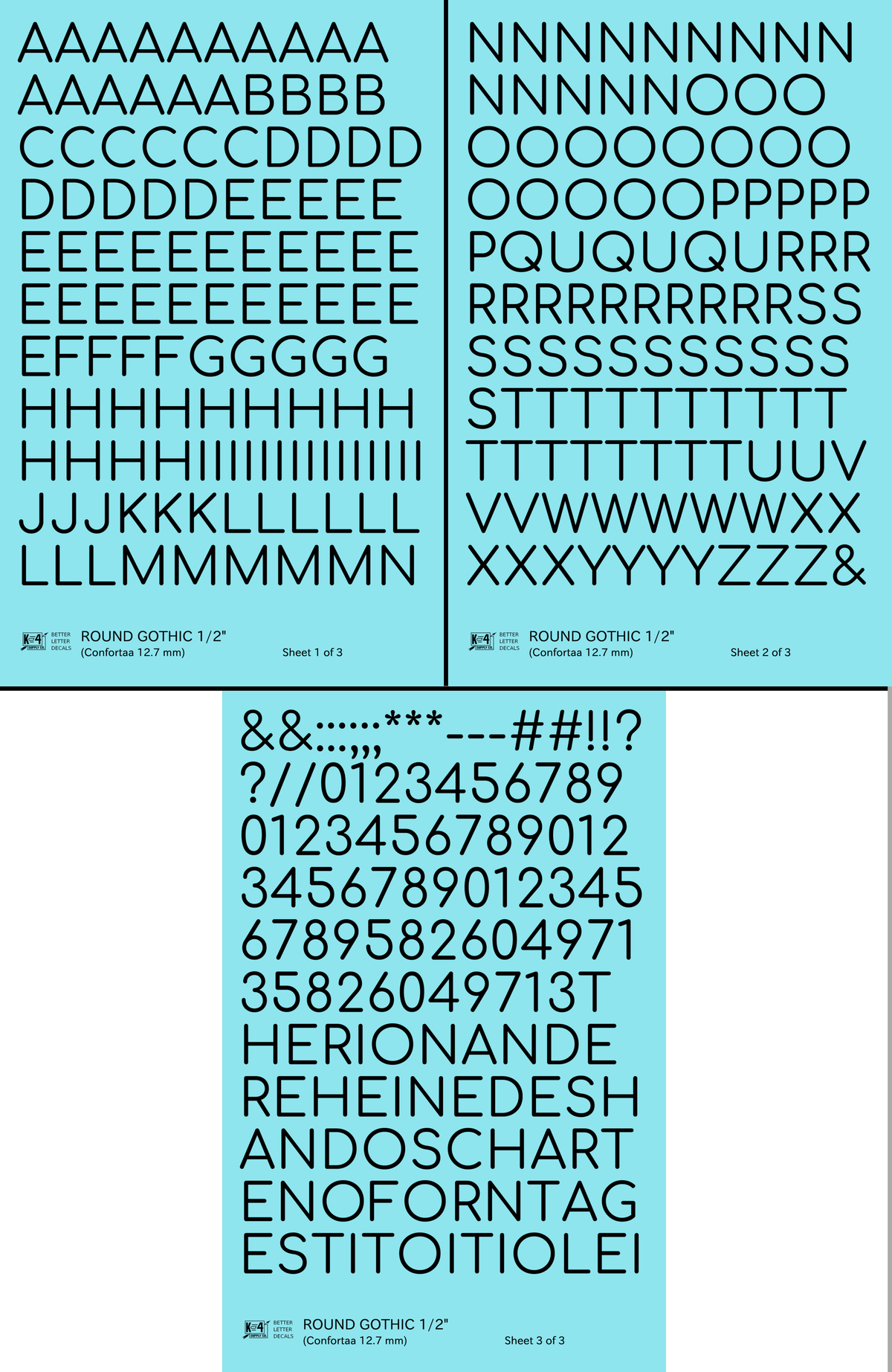 Round Modern Gothic Letter Number Alphabet