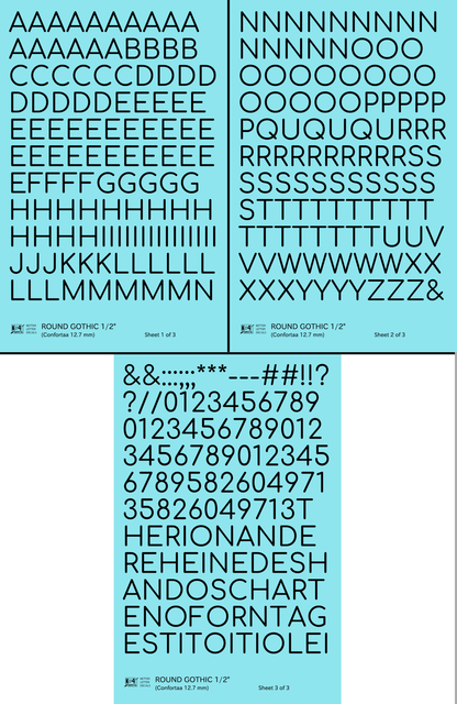 Round Modern Gothic Letter Number Alphabet