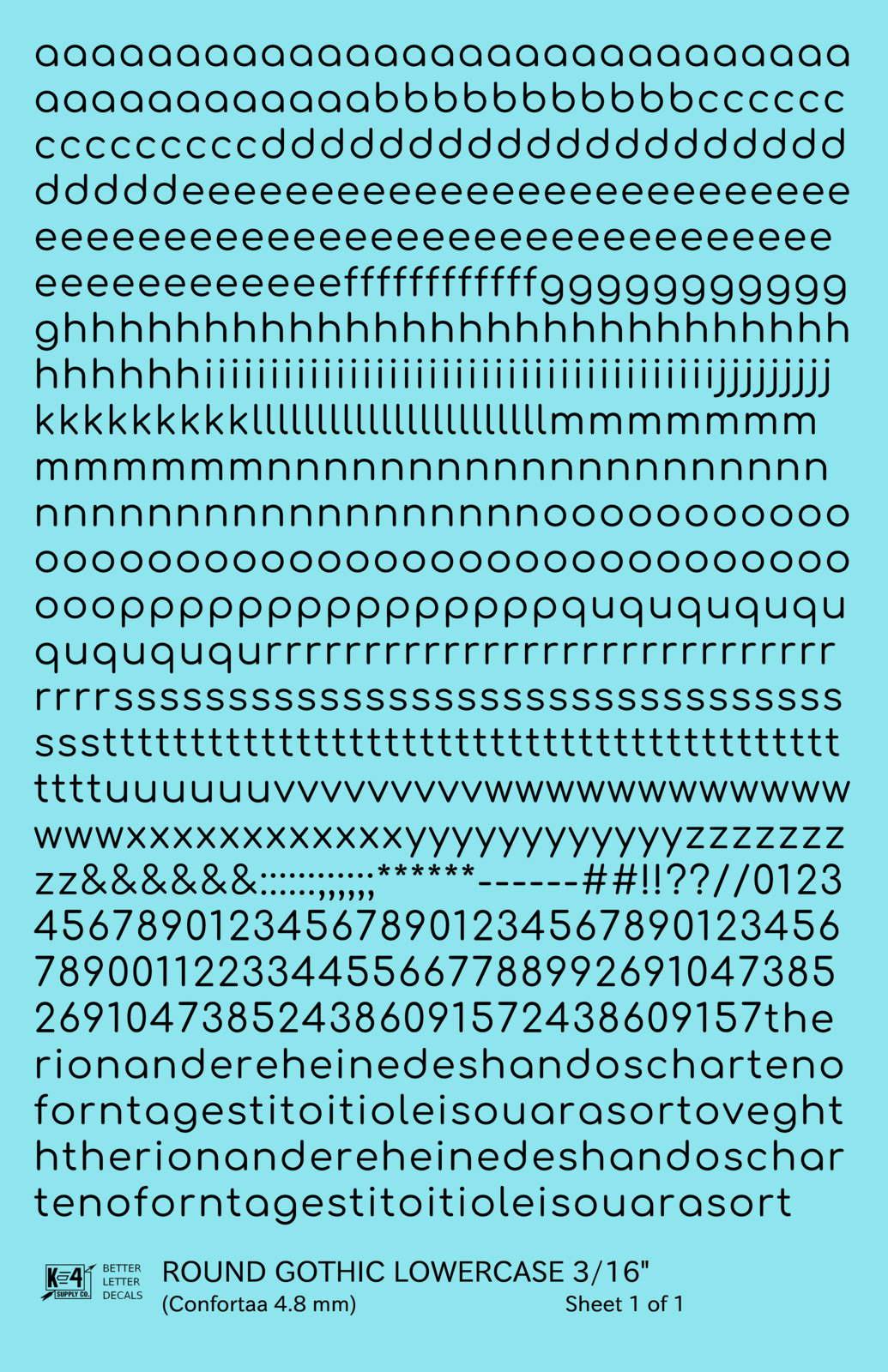 Lowercase Round Modern Gothic Letter Alphabet