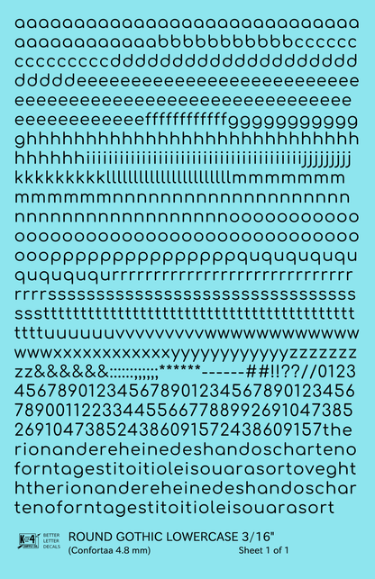 Lowercase Round Modern Gothic Letter Alphabet