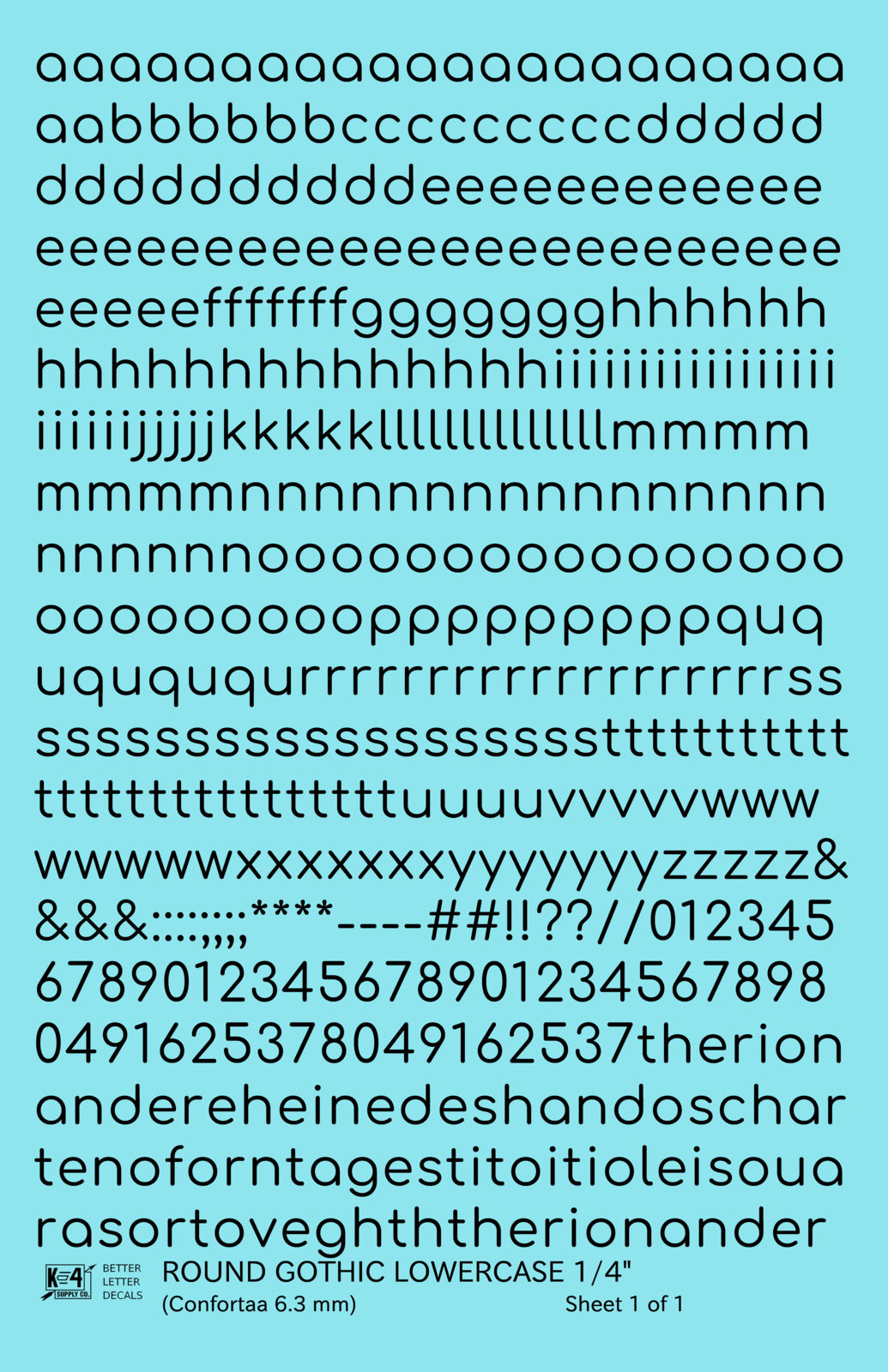 Lowercase Round Modern Gothic Letter Alphabet