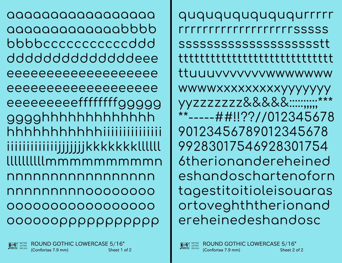 Lowercase Round Modern Gothic Letter Alphabet