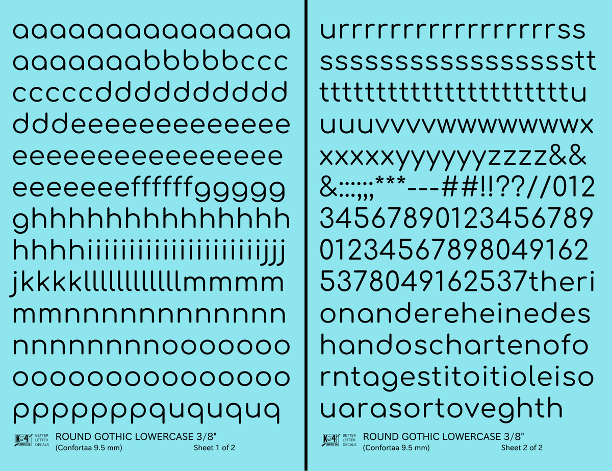 Lowercase Round Modern Gothic Letter Alphabet