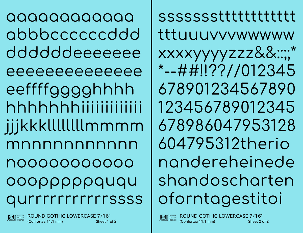 Lowercase Round Modern Gothic Letter Alphabet