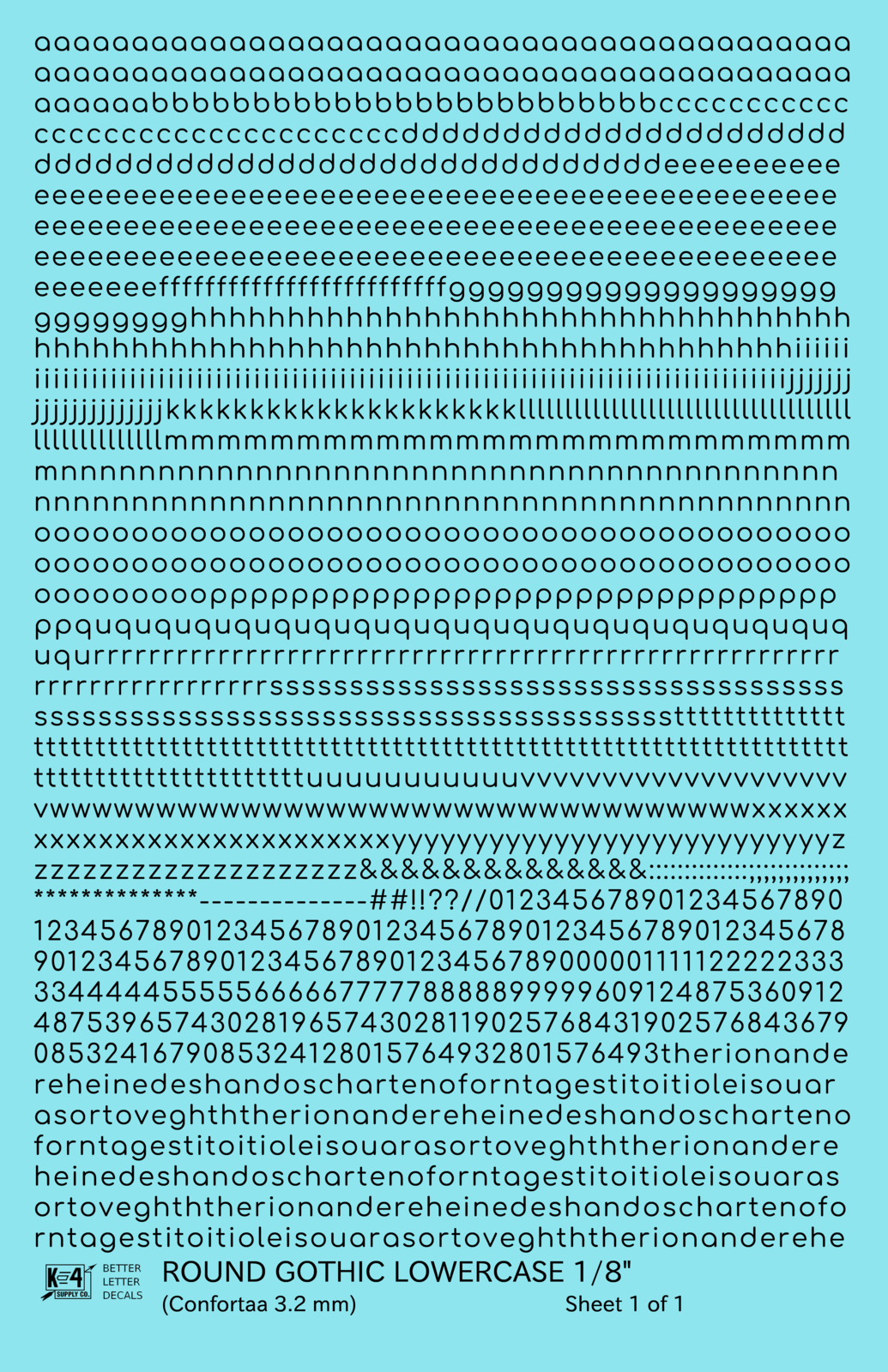 Lowercase Round Modern Gothic Letter Alphabet
