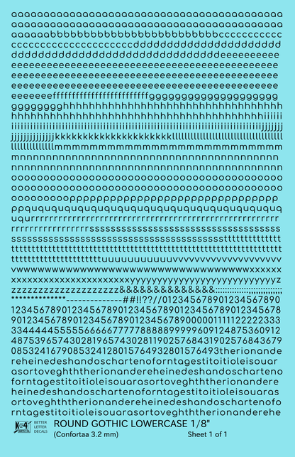Lowercase Round Modern Gothic Letter Alphabet