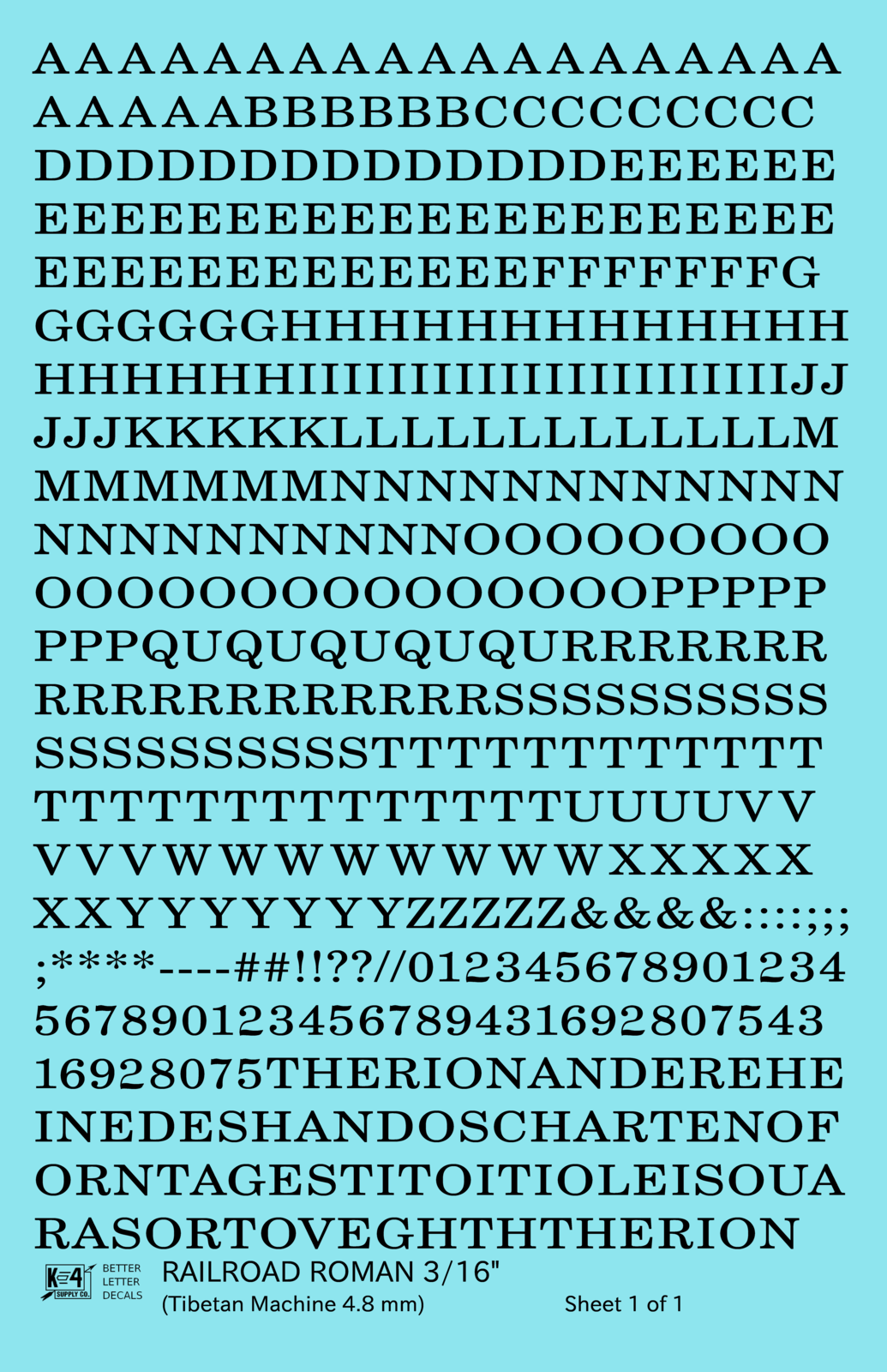 Railroad Roman Letter Number Alphabet