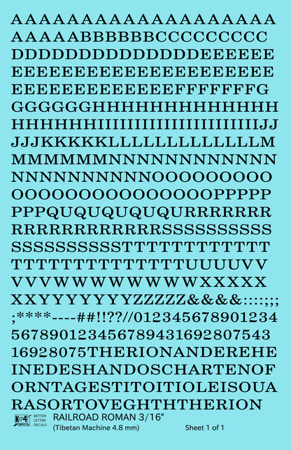 Railroad Roman Letter Number Alphabet