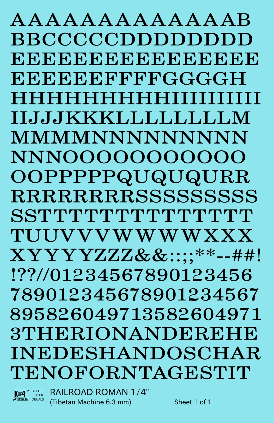 Railroad Roman Letter Number Alphabet